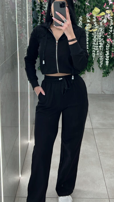 Σετ Φόρμας Με Λεπτομέρειες Δαντελά NS102/ Μαυρο