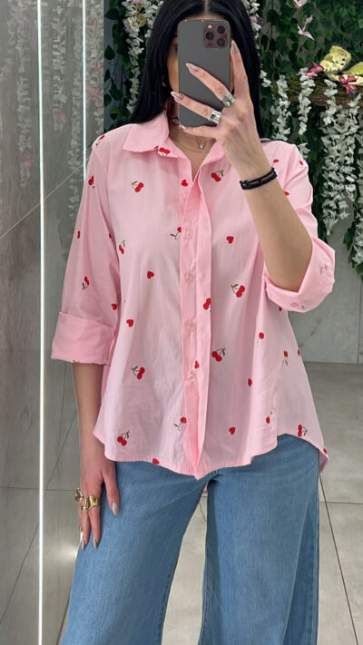 Πουκάμισο Με Κερασάκια 268022/ Ρόζ