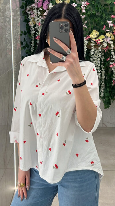 Πουκάμισο Με Κερασάκια 268022/ Λευκό
