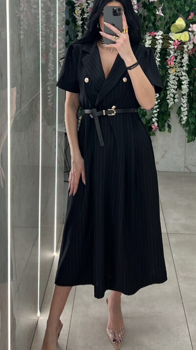 Φόρεμα Ριγέ 3051/ Μαυρο