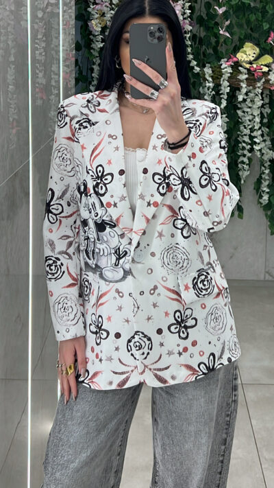 Σακάκι Με Σχεδιο 3079 /Λευκό