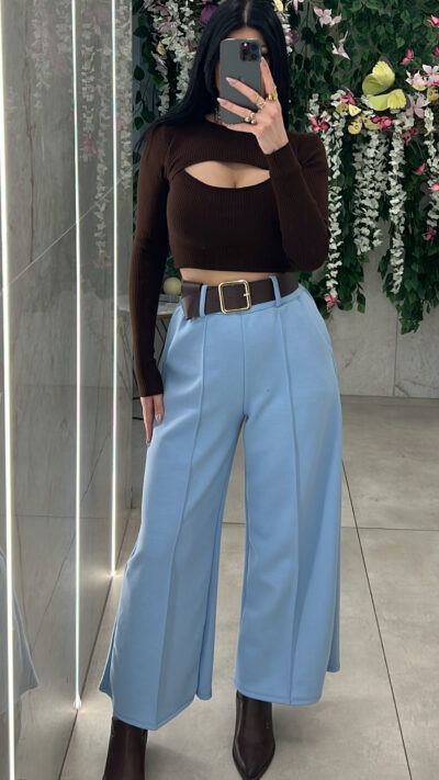 Παντελόνα με ζώνη 19008/Γαλάζιο