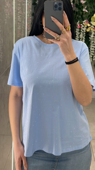 Μπλουζα Με Στρας 190321/ Γαλάζιο