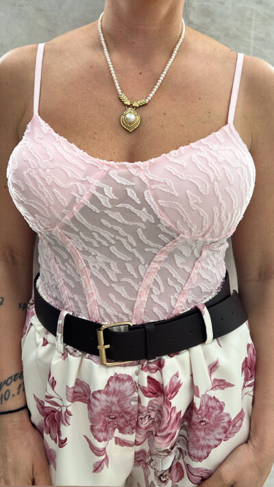 Κορμάκι Αναγλυφο 6372/Ρόζ