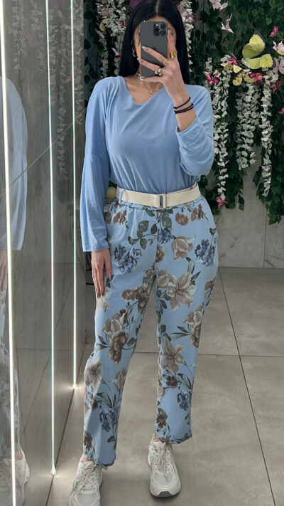 Παντελόνι Φλοράλ 522556/ Γαλάζιο