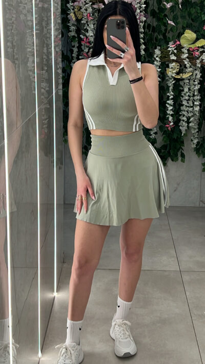 Σετ Τοπ-Φούστα YJ57797/ Φυστική