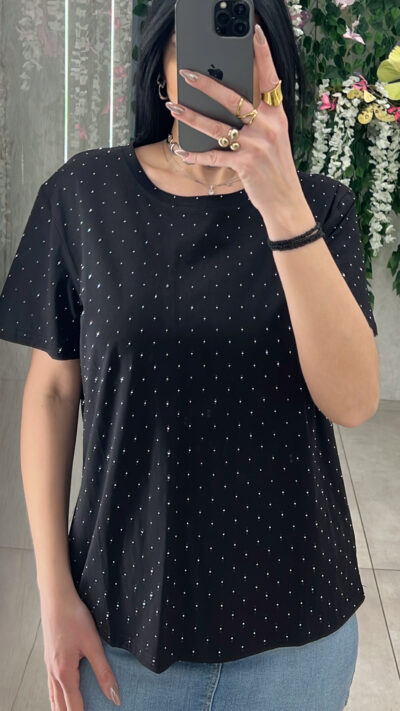 Μπλουζα Με Στρας 190321/ Μαυρο