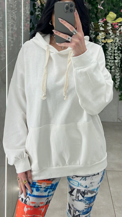 Φούτερ Oversized 30059/ Λευκό