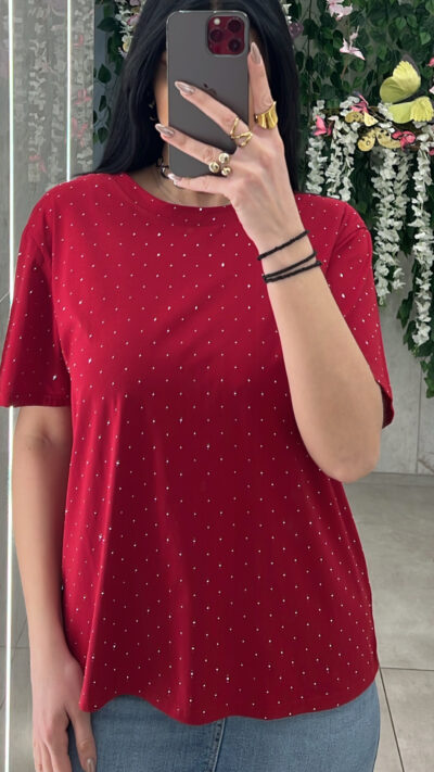 Μπλουζα Με Στρας 190321/ Μπορντο