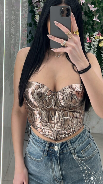 Κορσες Με Print Φιδι LPL81/ Χρυσό