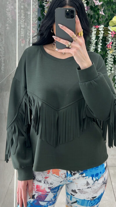 Μπλούζα Φούτερ με Κρόσια 35130/ Χακι