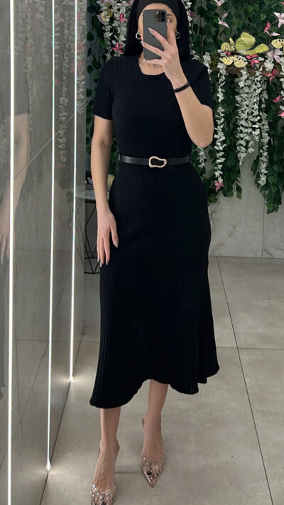 Πλεκτό Ριπ Φόρεμα MS2115/ Μαυρο