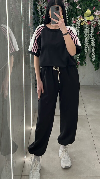 Σετ Φόρμας Με Ρίγες 50093/ Μαυρο