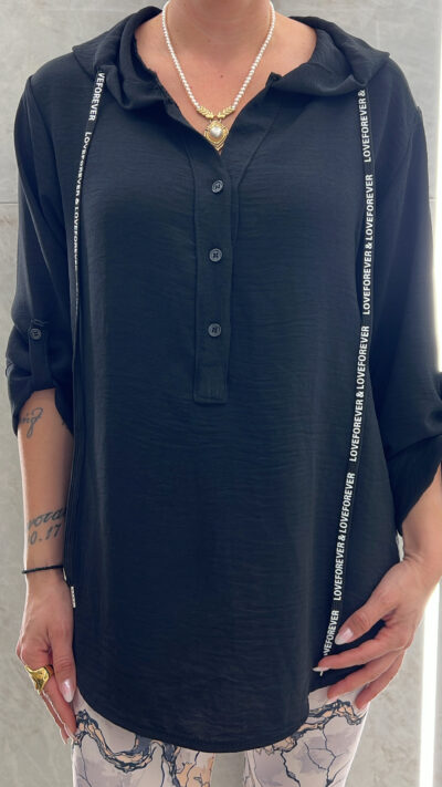 Πουκαμίσα Με Κουκούλα 399087/ Μαυρο