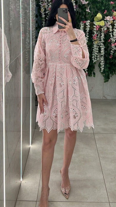 Φόρεμα Με Δαντέλα 14210/ Ρόζ