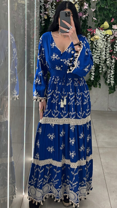 Φόρεμα Boho 1061/ Μπλε Ρουα