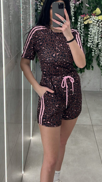 Σετ Λεοπαρ Με Ρίγες 26008/ Ρόζ