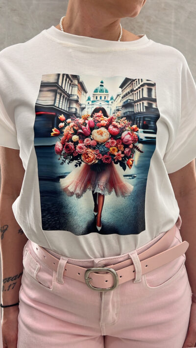 Tshirt με στάμπα λουλούδια