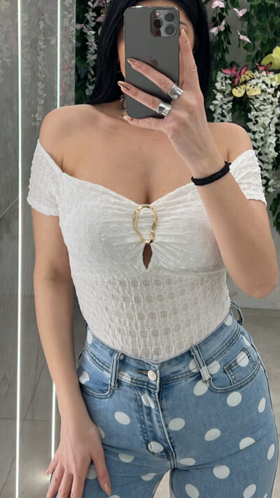 Μπλουζα Με Εξω Ωμους 3685/ Λευκο