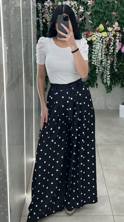 Παντελόνα ψηλόμεση πουά