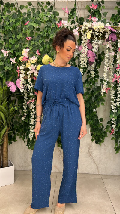 Σετ Casual Με Στρας 1005/ Μπλε