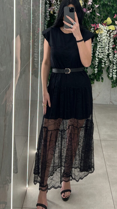 Φόρεμα Με Δαντελα 20618/ Μαυρο