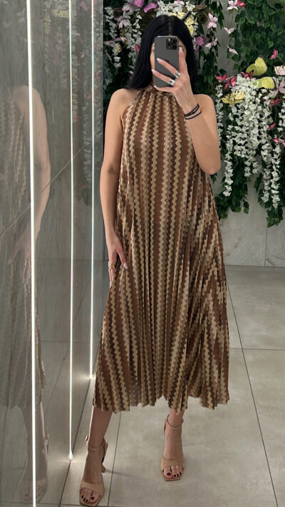 Lurex Maxi Φόρεμα/Καφέ