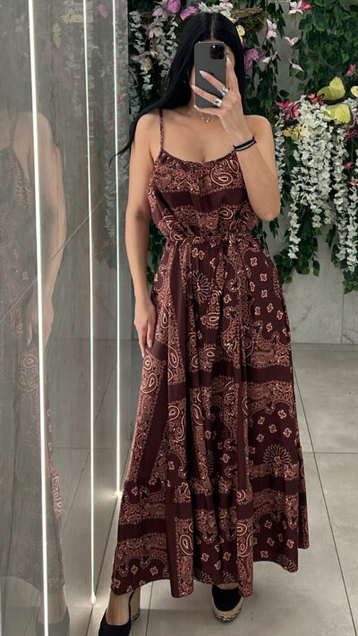 Maxi Casual Φόρεμα Bandana/Καφέ