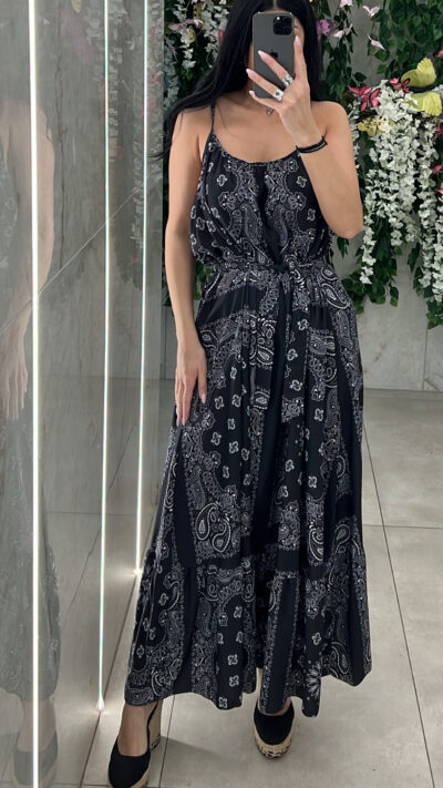 Maxi Casual Φόρεμα Bandana/Μαύρο