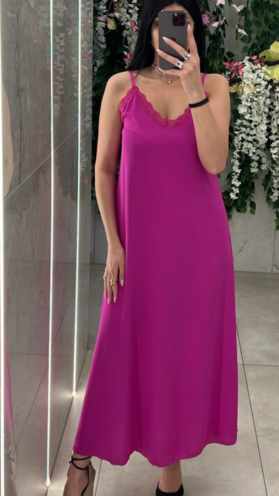 Φόρεμα Maxi Lingerie/Ματζέντα