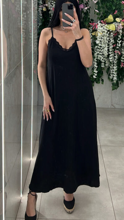 Φόρεμα Maxi Lingerie/Μαύρο