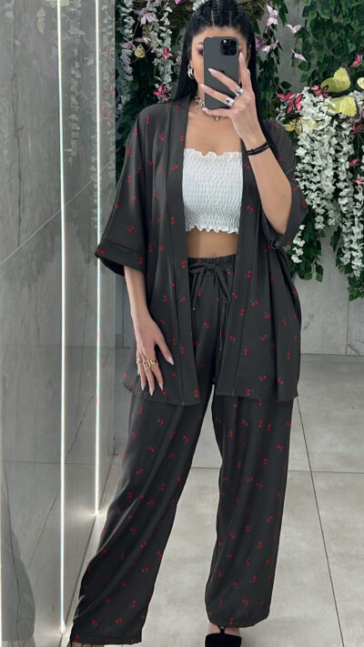 Σετ Κιμονό Cherries/Χακί