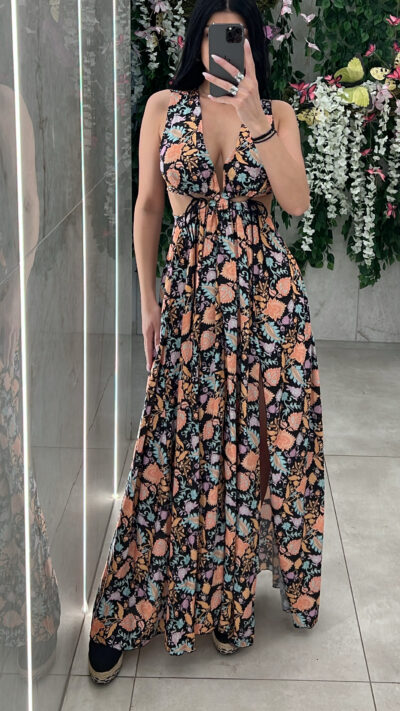 Floral Maxi Φόρεμα Cut Outs