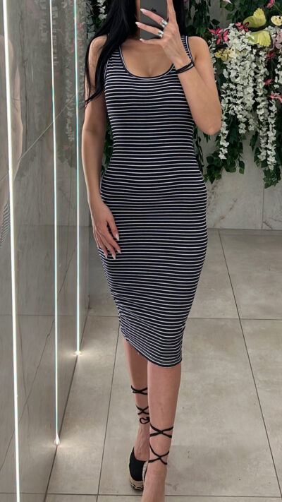 Φόρεμα Ριγέ Casual/Μπλε