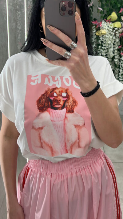 Τ Shirt Με Σταμπα Σκυλος 4306/ Λευκο