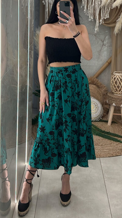 Φούστα Floral Midi/Πράσινο