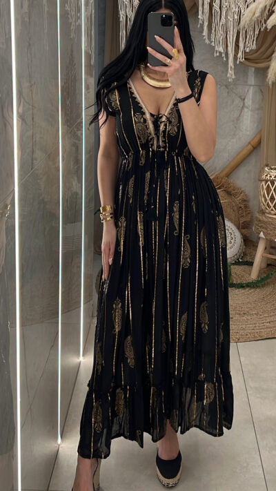 Boho Maxi &Phi;ό&rho;&epsilon;&mu;&alpha; &mu;&epsilon; &Kappa;&omicron;&rho;&delta;ό&nu;&iota;&alpha;/&Mu;&alpha;ύ&rho;&omicron;