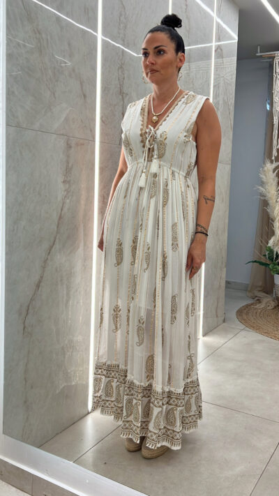 Boho Maxi &Phi;ό&rho;&epsilon;&mu;&alpha; &mu;&epsilon; &Kappa;&omicron;&rho;&delta;ό&nu;&iota;&alpha;/&Lambda;&epsilon;&upsilon;&kappa;ό