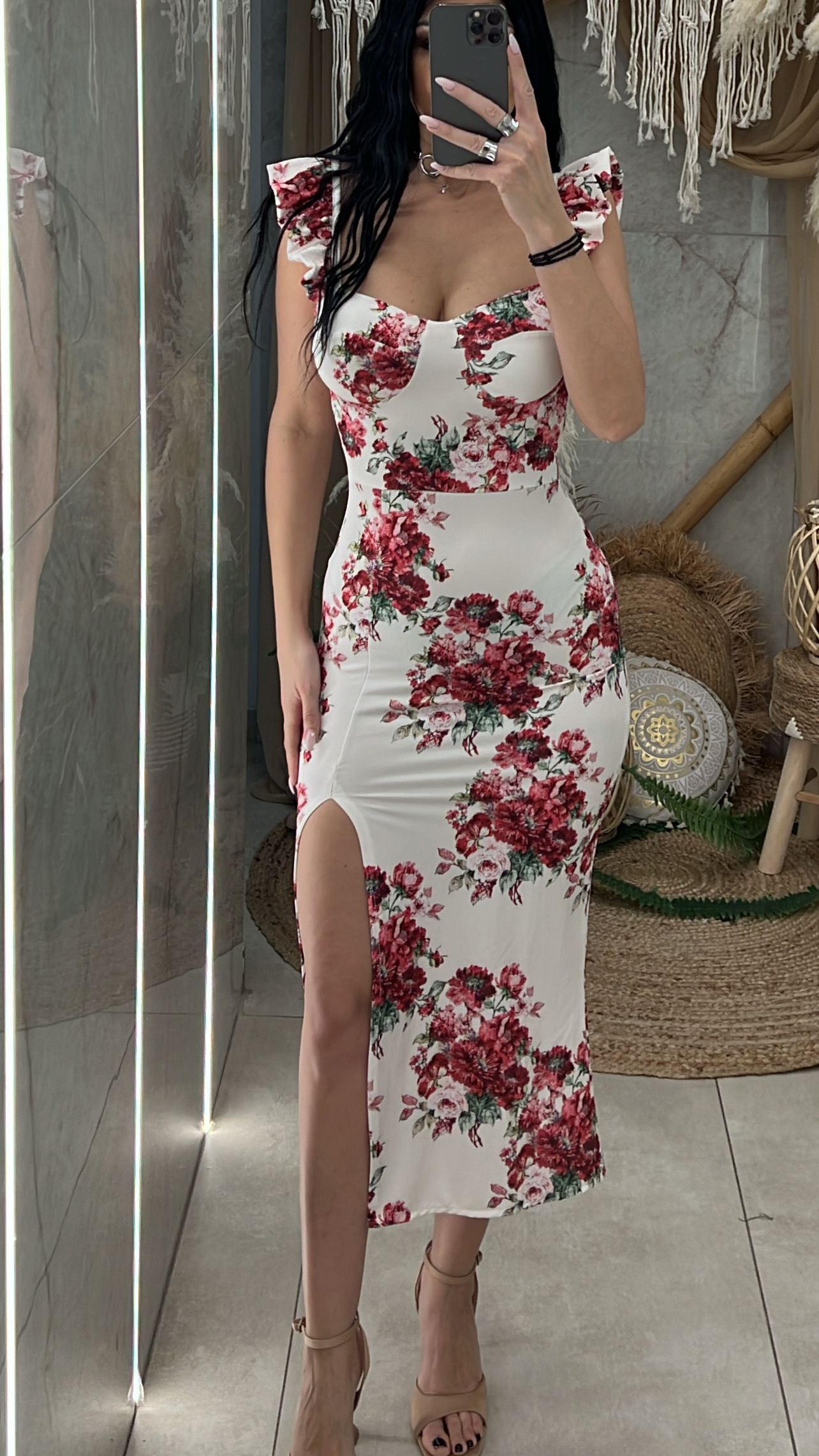Φόρεμα floral 23745/Φούξια
