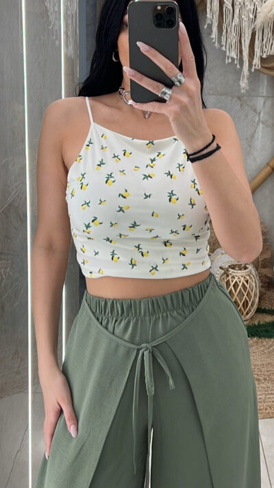 Crop Top &mu;&epsilon; &Lambda;&epsilon;&mu;ό&nu;&iota;&alpha;/&Lambda;&epsilon;&upsilon;&kappa;ό
