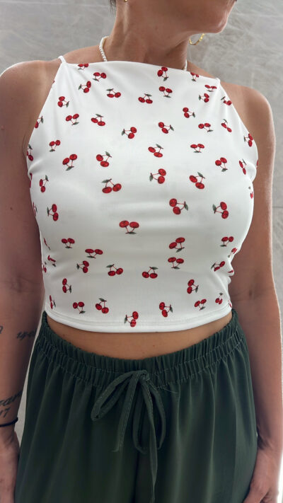 Crop Top &mu;&epsilon; &Kappa;&epsilon;&rho;&alpha;&sigma;ά&kappa;&iota;&alpha;/&Lambda;&epsilon;&upsilon;&kappa;ό
