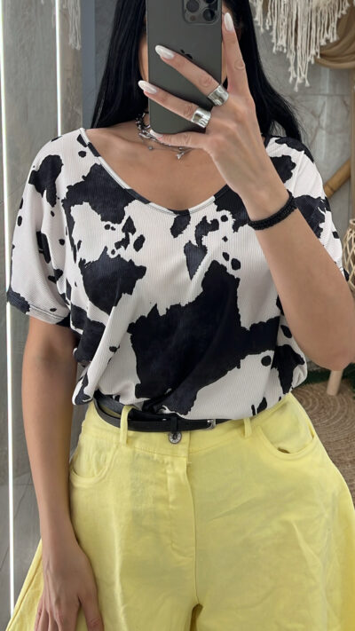 &Mu;&pi;&lambda;&omicron;ύ&zeta;&alpha; CowPrint Oversized/&Mu;&alpha;ύ&rho;&omicron;