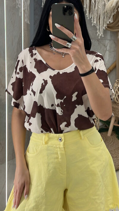 &Mu;&pi;&lambda;&omicron;ύ&zeta;&alpha; CowPrint Oversized/&Kappa;&alpha;&phi;έ
