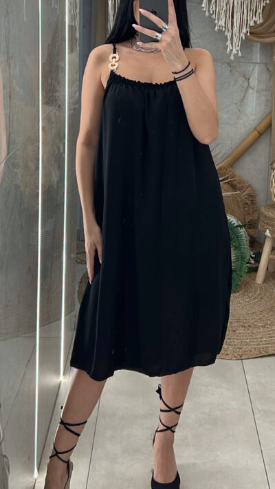 Φόρεμα Oversized Χρυσοί Κρίκοι/Μαύρο