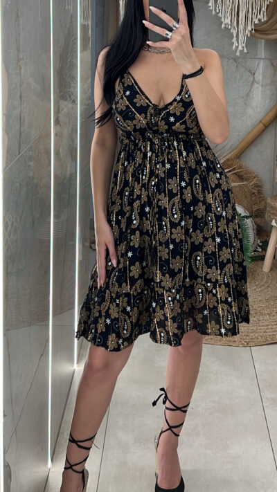 Boho Φόρεμα Viscose/Μαύρο