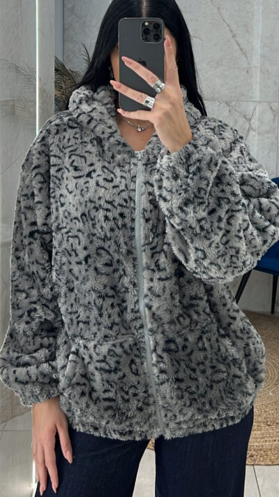 Ζακέτα Γούνινη Λεοπάρ-2011/Γκρι