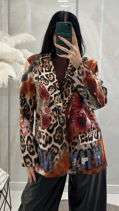 Σακάκι Suede Animal Print Σχέδιο